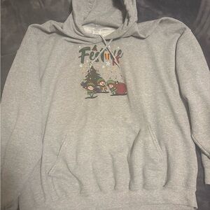 Gray Festive Hoodie with Christmas Design